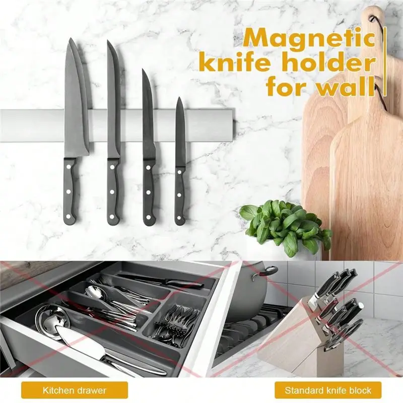 N96R Multipurpose Magnetic Knife Holder, Stainless Steel Knife Strip For Wall, Kitchen Utensil Organizer And Knife Rack