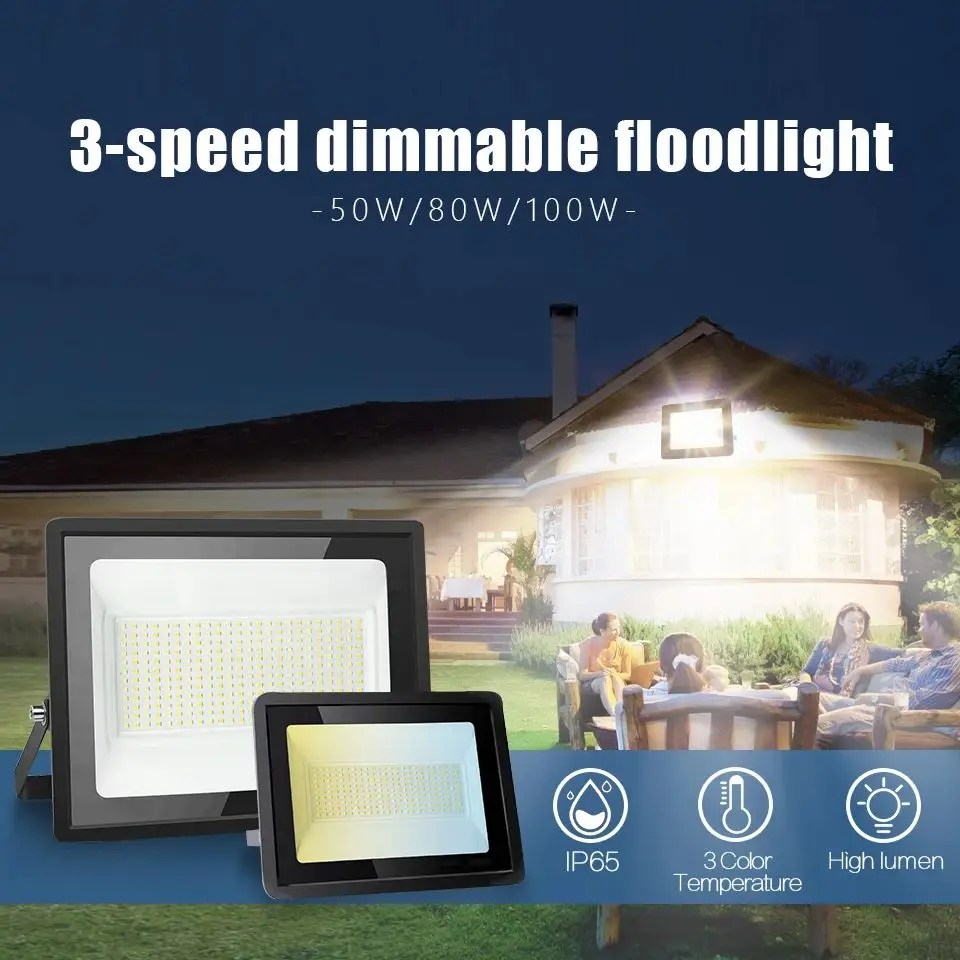 TUYA Smart LED Flood Light RGB Dimming Voice Function Waterproof Home Outdoor Decorative Light DIP Key Switch Cold Neutral Warm