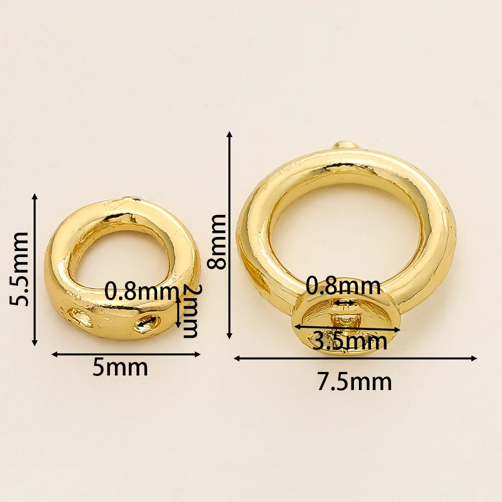 10/20Pcs End Beads Tip End Bead Findings 18K Gold Plated 2 Hole Connecting Ring For DIY Beading Jewellery Making Supplies