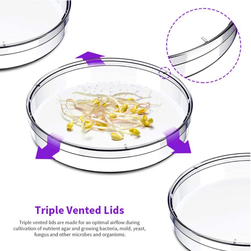 5-10pcs Plastic Petri Dishes 35-90mm Cell Culture Dish High Temp Resistant with 10 Plastic Transfer Pipettes 3ml