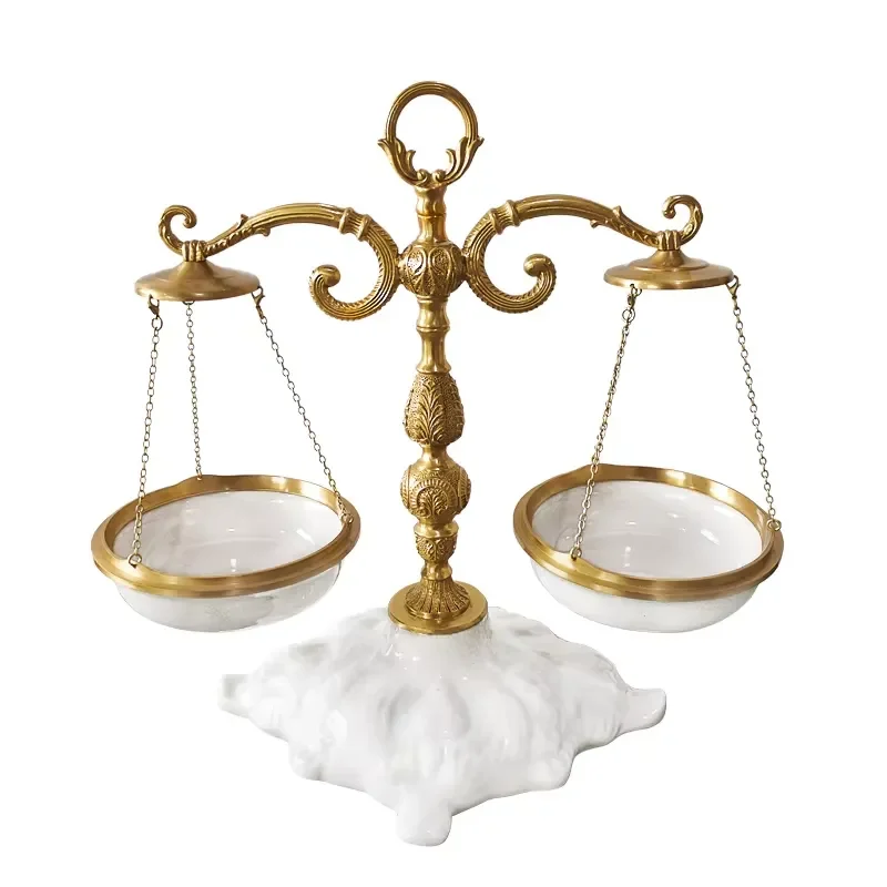 ZsDesigns Factory Supply Tradition Interior Design Art Ornamentation Golden Base Porcelain Decorative Balance Scales