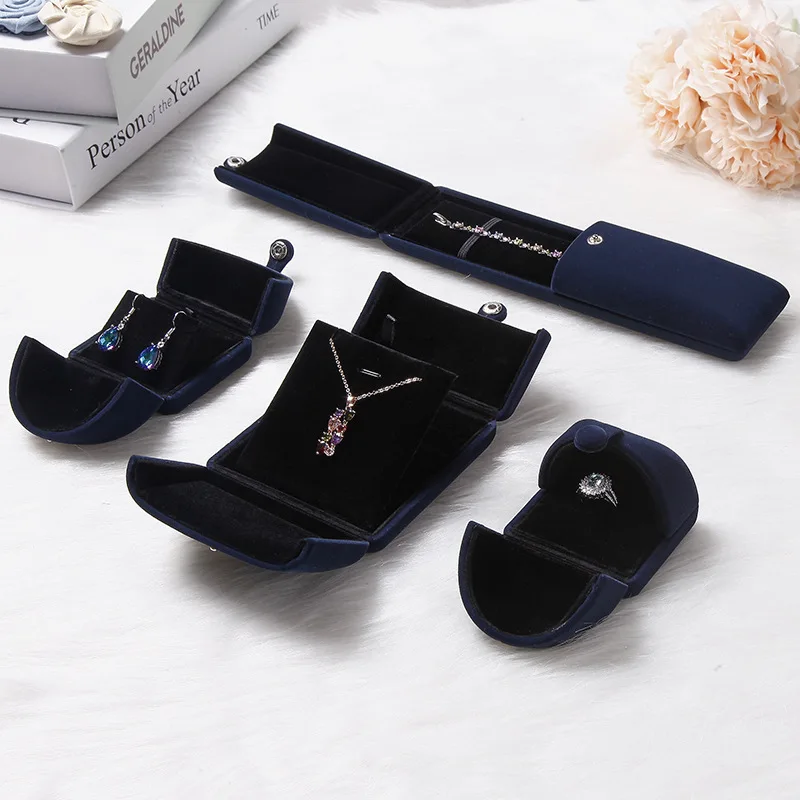 Velvet Jewelry Box Double Open Snap Pendant Earring Bracelet Necklace Gift Box Jewelry Display Packaging Jewelry Storage Box