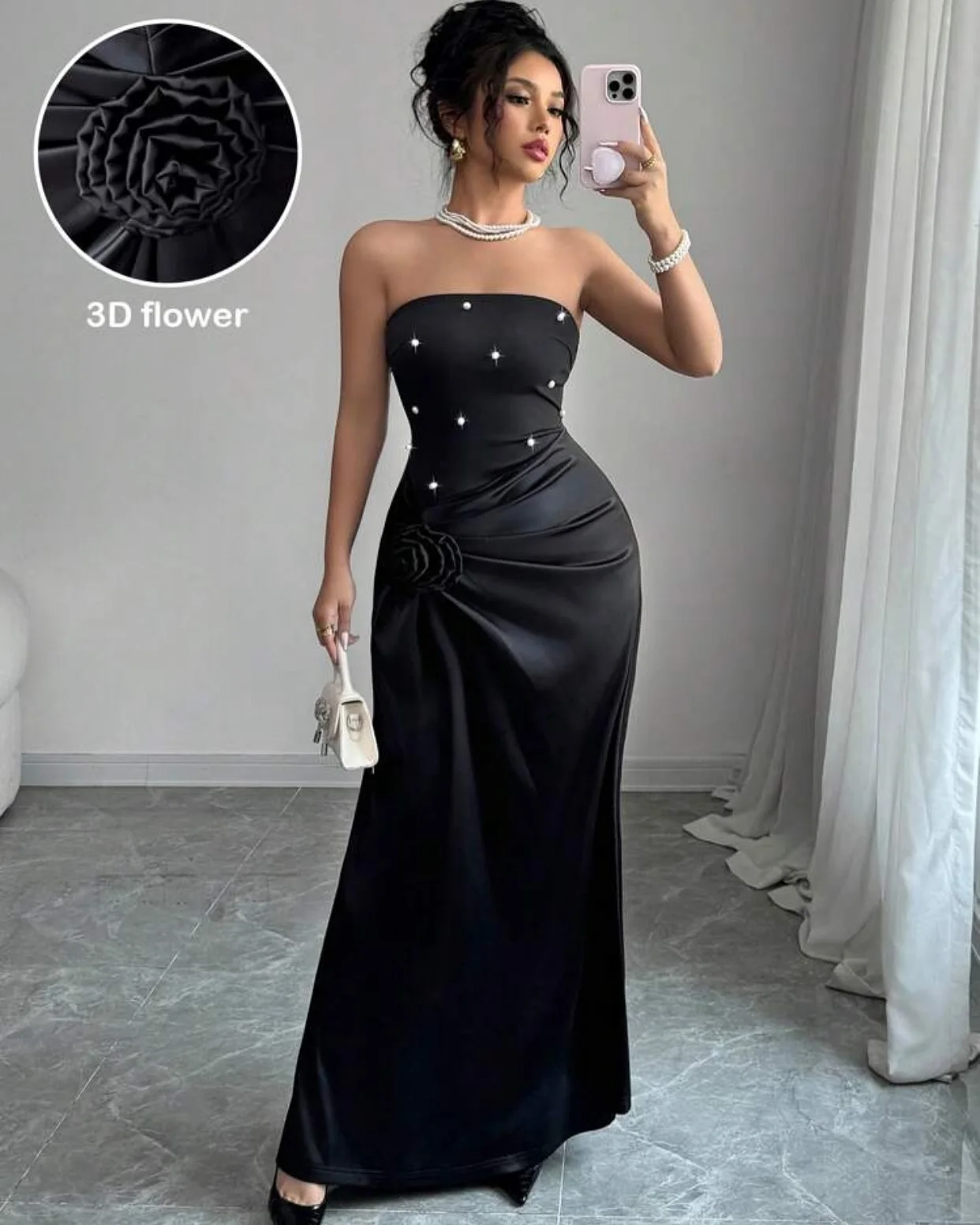 Personalizado arábia saudita vestido de noite cetim plissado flor brilhante frisado sem costas tornozelo comprimento vestidos de baile banquete vestidos de festa