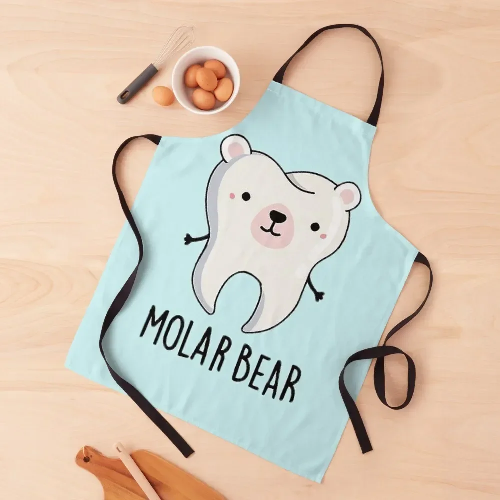 

Molar Bear Polar Bear Cute Tooth Pun Sticker Apron cook wear Kitchen And Household Goods Chef Uniform kitchen girl Apron