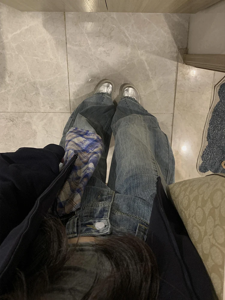 레트로 아메리칸 체크 스플라이스 후디 여성 캐주얼 올매치 지퍼 코트 가을 신상 고급스러운 느낌의 편안한 스웨트셔츠