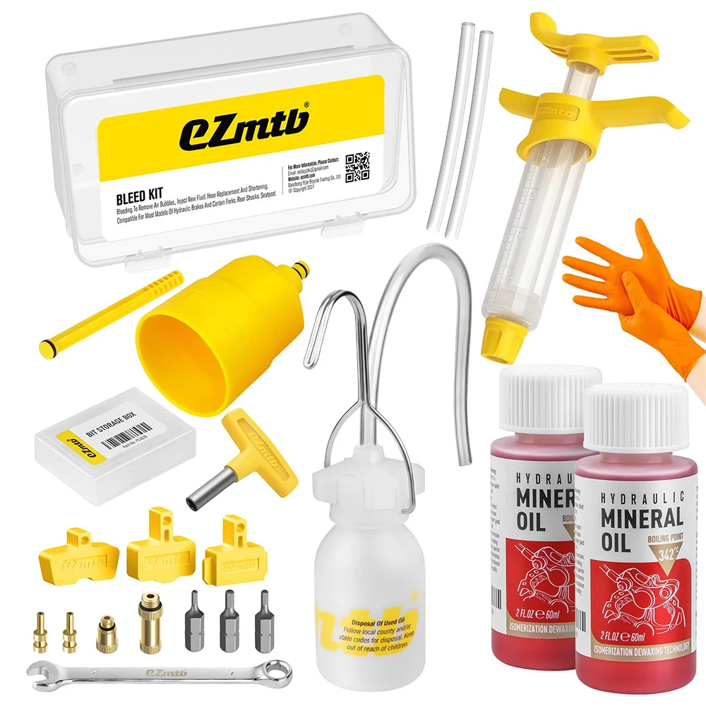Brake Bleed Kit for Shimano Hydraulic Brakes, Brake Fluid Change Hydraulic Kits, Including 2Pcs 60ml Brake Fluid Mineral Oil