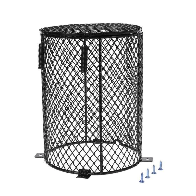 

JU64 Reptiles Heat Lamp Guard with 4 Screws Amphibians Heating Bulbs Mesh Cover Anti-Scald Lamp Cover Cylinder & Square