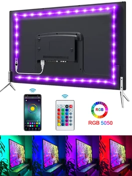 블루투스 USB LED 스트립 라이트 5050 SMD 5V USB RGB 조명, 유연한 LED 램프 테이프, 리본 RGB, 자체 접착 TV 데스크탑 다이오드