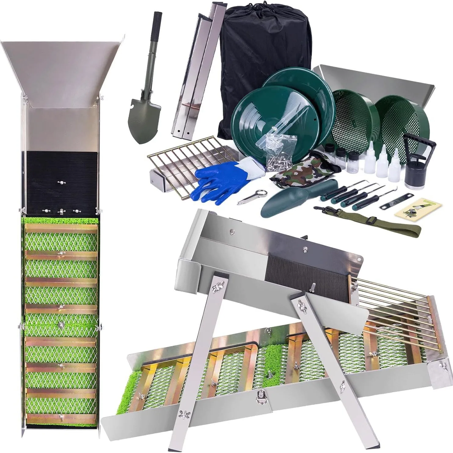 Mining tool, washing channel, gold channel, portable suction for exploration and excavation