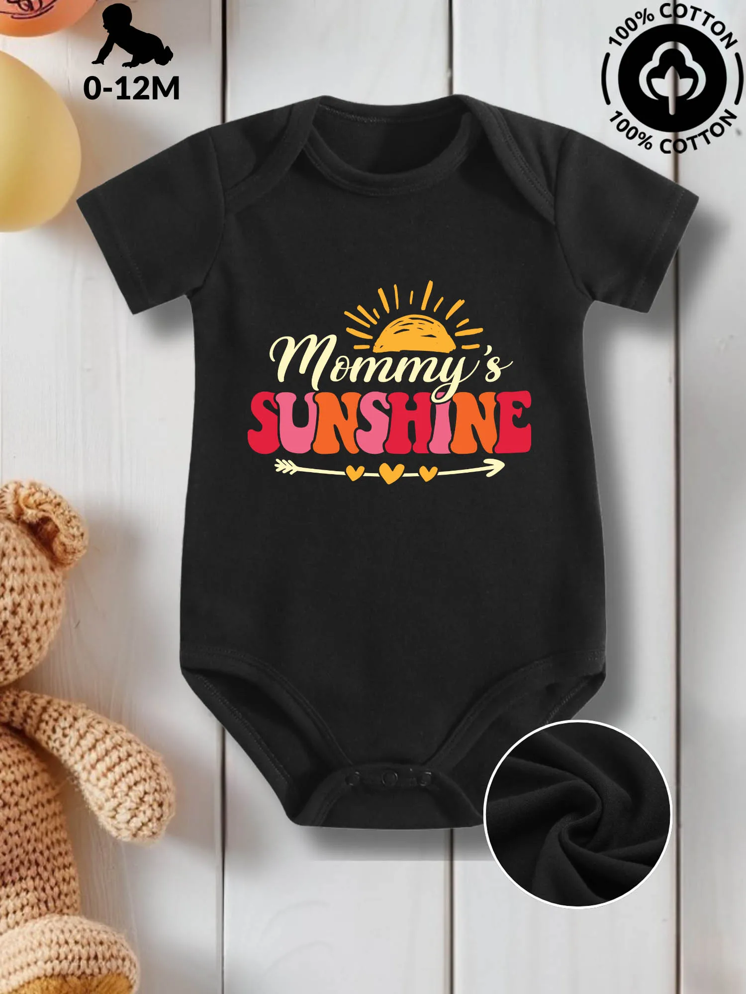 

Детский костюм унисекс Mommy's Sunshine для ползания, комбинезон из чистого хлопка для ухода за кожей, всесезонное черное боди 190GSM