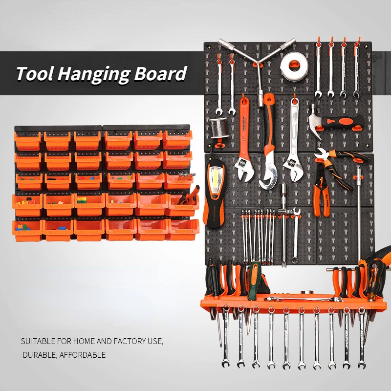 Hardware Tool Hanging Board ABS Wall-mounted Tool Box Parts Storage Box with Hook Tool Hanger Tool Box Organizer Garage Storage