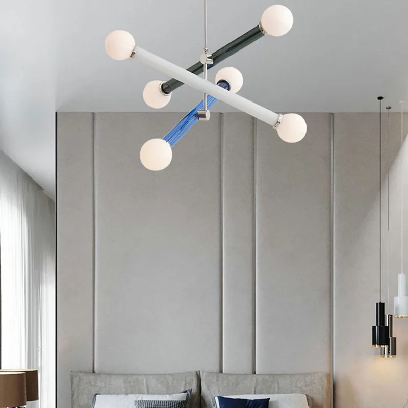 Modern minimalist macaron chandelier, living room, dining room, study room, bedroom, hotel creative lighting fixtures