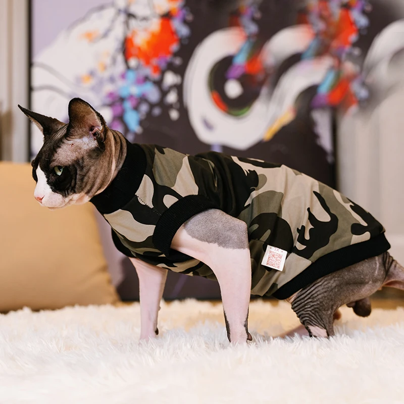 Camouflage Pattern Pet Dress Sphynx Hairless Cat Clothes for Cat Devon Rex Conis Cat Costume Kitten Outfits Sphynx Cat Dress