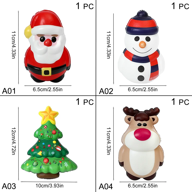 PU Squishy Anti Stress Reliever Doll Santa Claus Reindeer Snowman Ornament Slow Rebound Antistress Squeeze Toy Christams Gifts