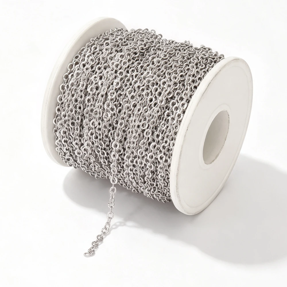 100cm Stainless Steel Textured Cable Chains Findings O Shape Chain for Jewelry Making DIY Necklace Bracelet Supplies Accessories