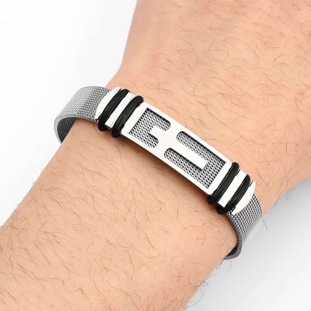 New Trendy Christian Cross Adjustable Stainless Steel Men's Bracelet Stylish Metal Religious Accessories Charming Jewelry