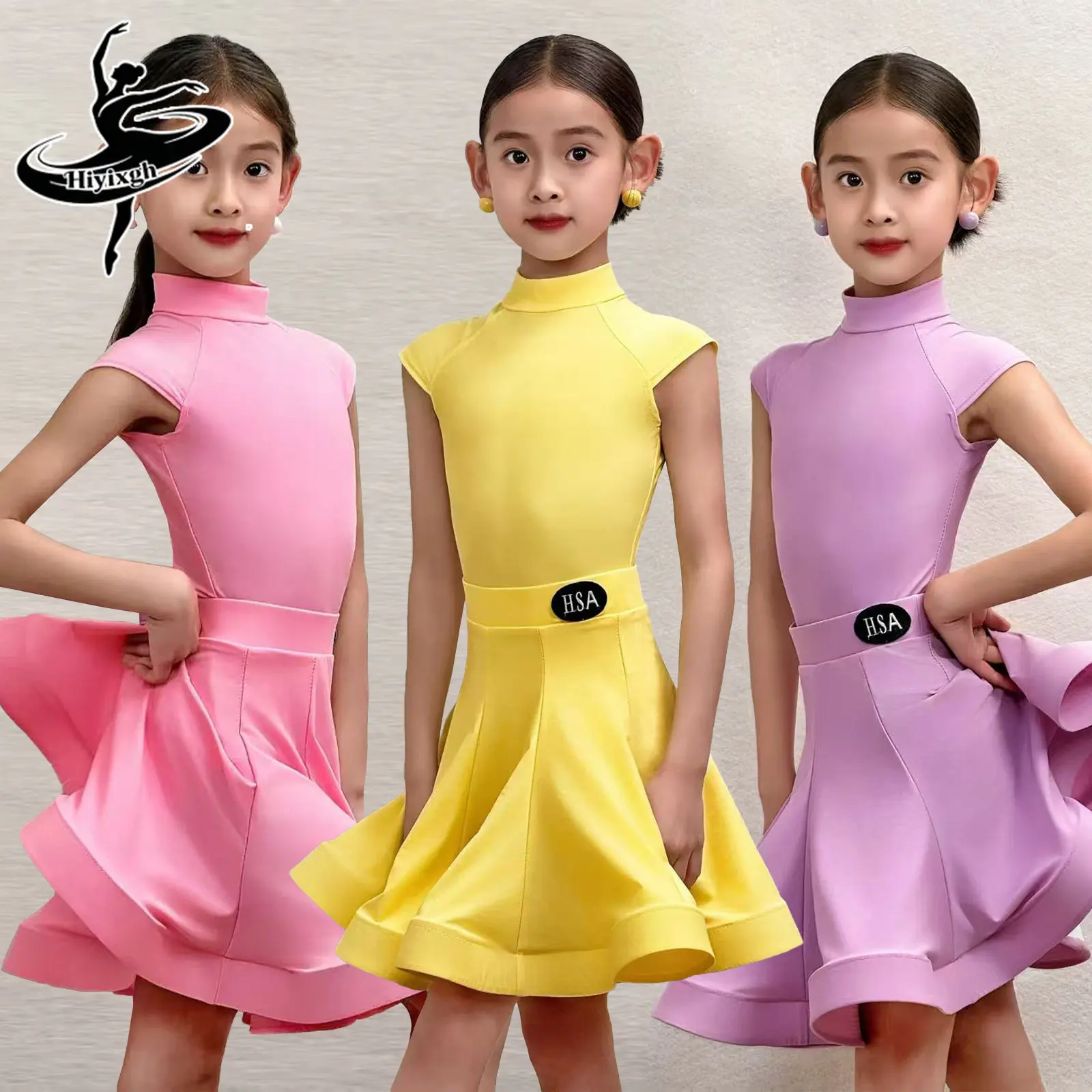 

Children's New Latin Dance Costumes Girls Sleeveless Turtleneck Professional Competition Performance Grading Regulations Costume