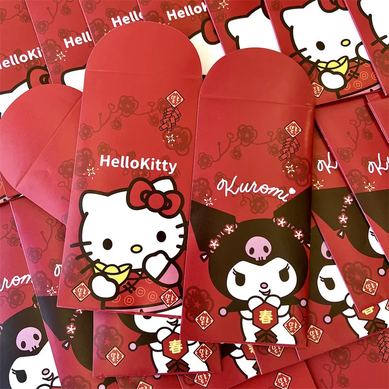 헬로 키티 산리오 쿠로미 귀여운 만화 kt 고양이 새해 빨간 봉투, 카와이 주변 사랑스러운 축복 새해 돈 포장