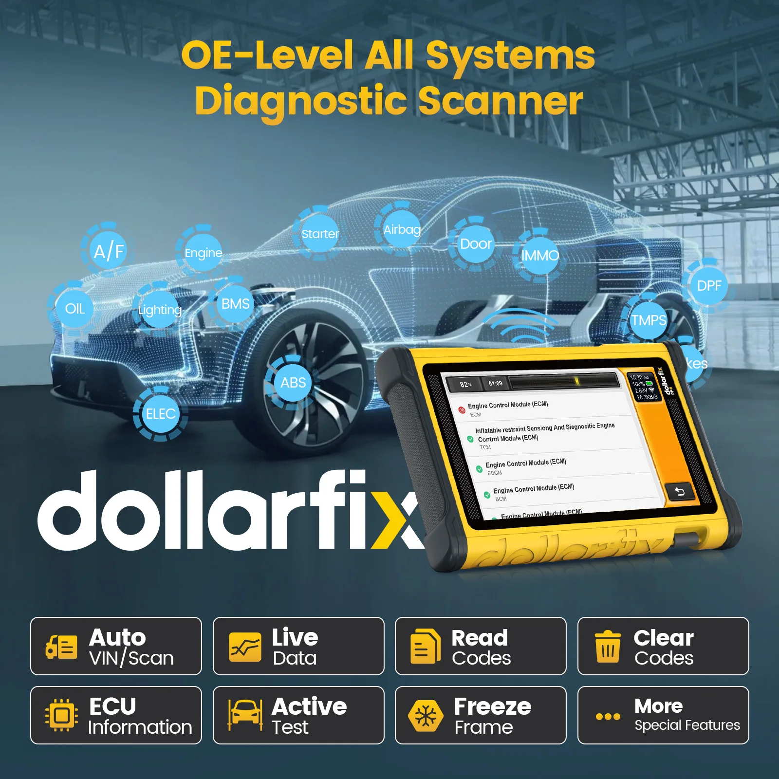 DollarFix PF8 Professional Car Scanner 34 Maintenance Diagnostic Tool Full System ECU Coding Bidirectional OBD2 Auto Scan Tool