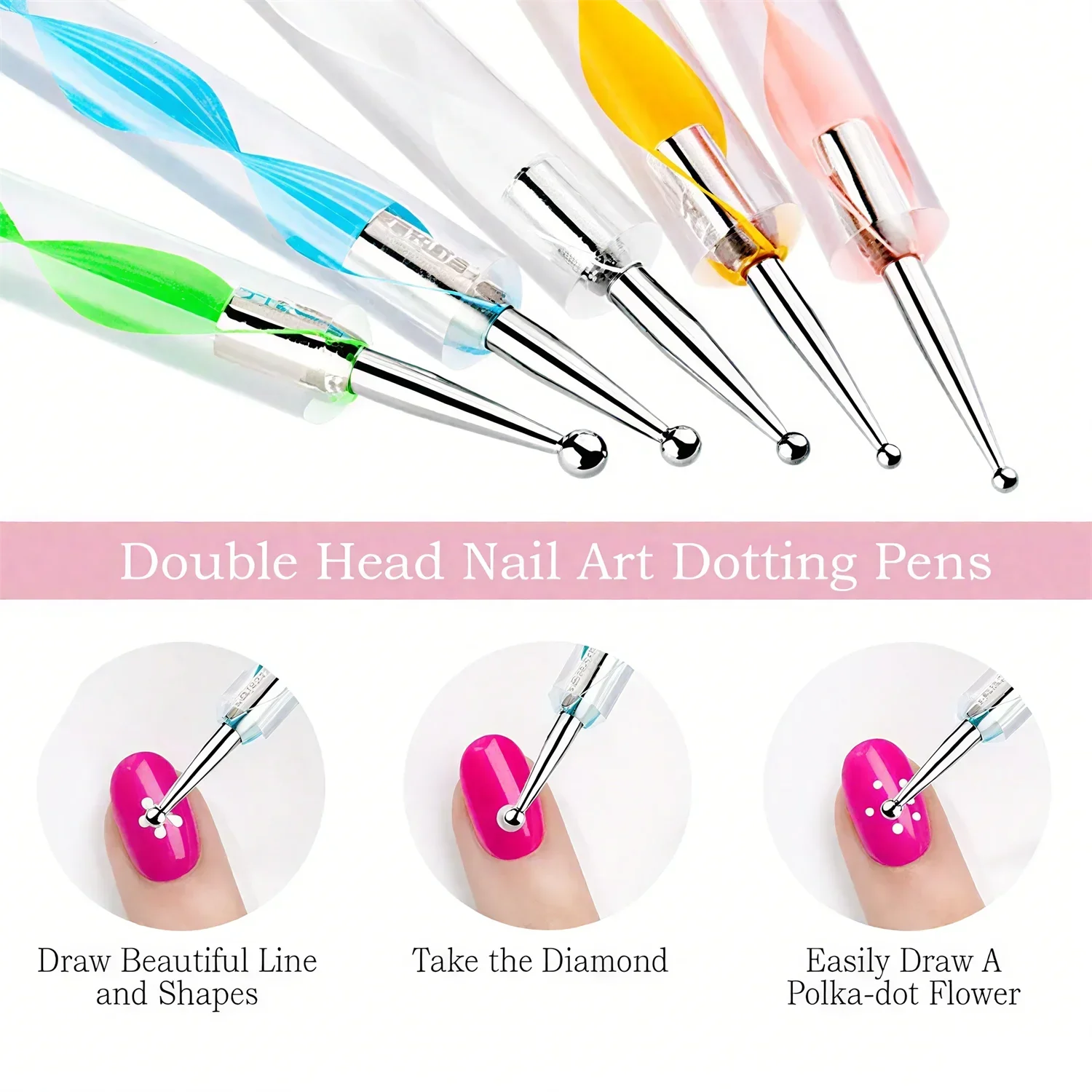 27-Pc Professional Nail Art Brush Set w/ Nail Brushes, Dotting Pens, Resin Palette & Acrylic Holder for Nail Techs & DIY