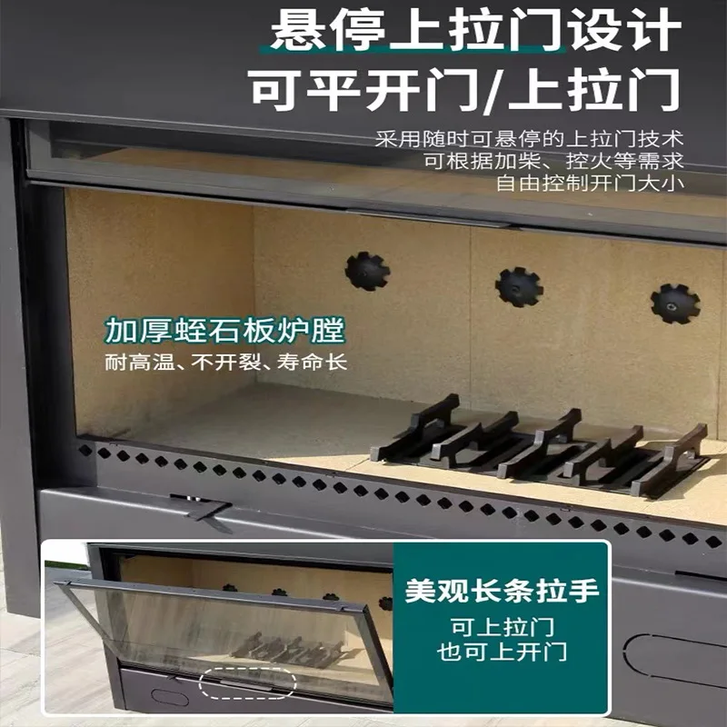 باب منزلق مدفأة من الخشب الحقيقي على الطراز الأوروبي فيلا مستقلة لحرق الخشب عالي الكربون #2