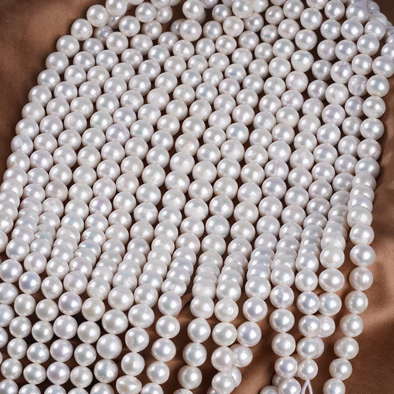 

Real Freshwater pearl 11-13mm white Edison round pearl bead necklace