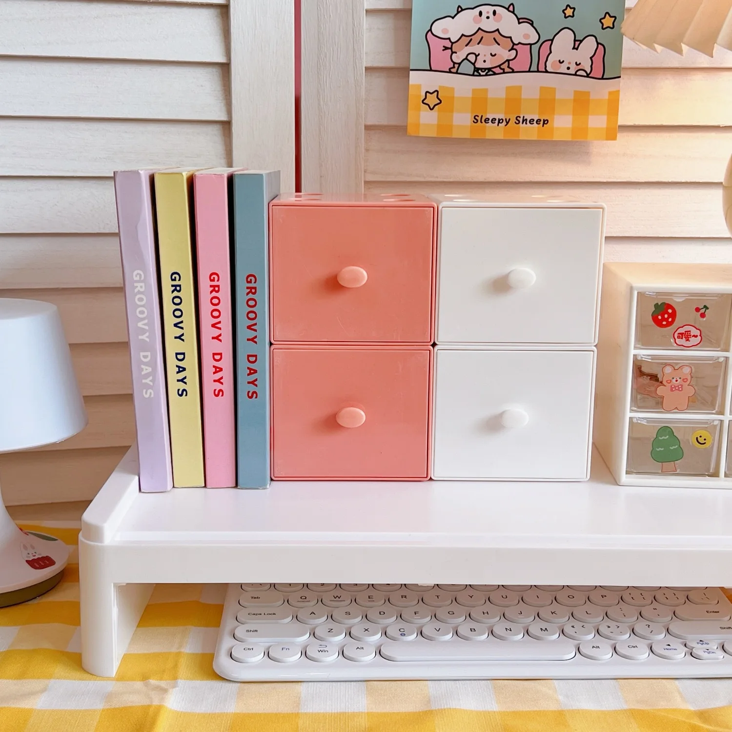 Combined Mini Desktop PP Storage Box Macaron Korean Girls Cosmetic Jewelry Storage Square Box