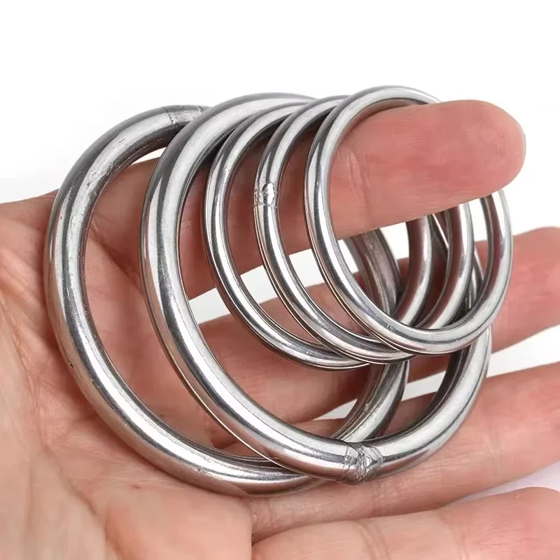 304 Stainless Steel O Ring 15-500mm Outer Diameter 3/4mm Thick Welded Round Loop Strapping Connecting Ring