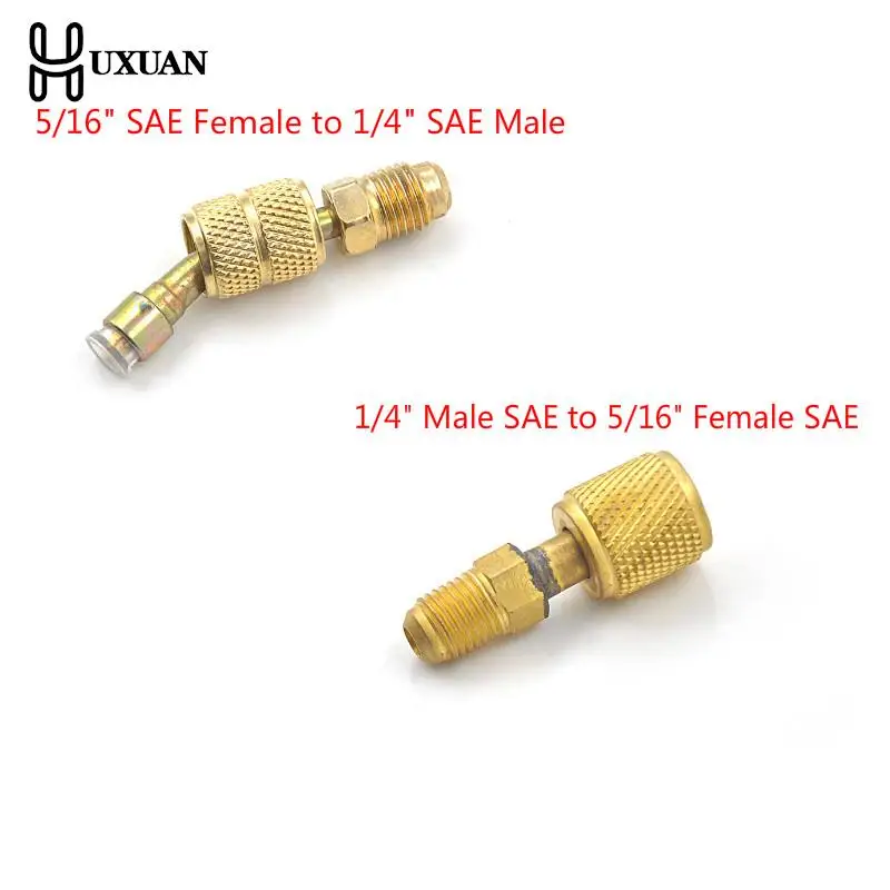 1pc adattatori per condizionatori d'aria in ottone adattatore R410a raccordo da 1/4 "maschio a 5/16" SAE femmina tubo di ricarica per pompa a vuoto
