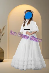 First Communion Gowns Customised Satin Idyllic Customized Wedding Flower Girl Dress Little Princess Girls Birthday Party Gowns