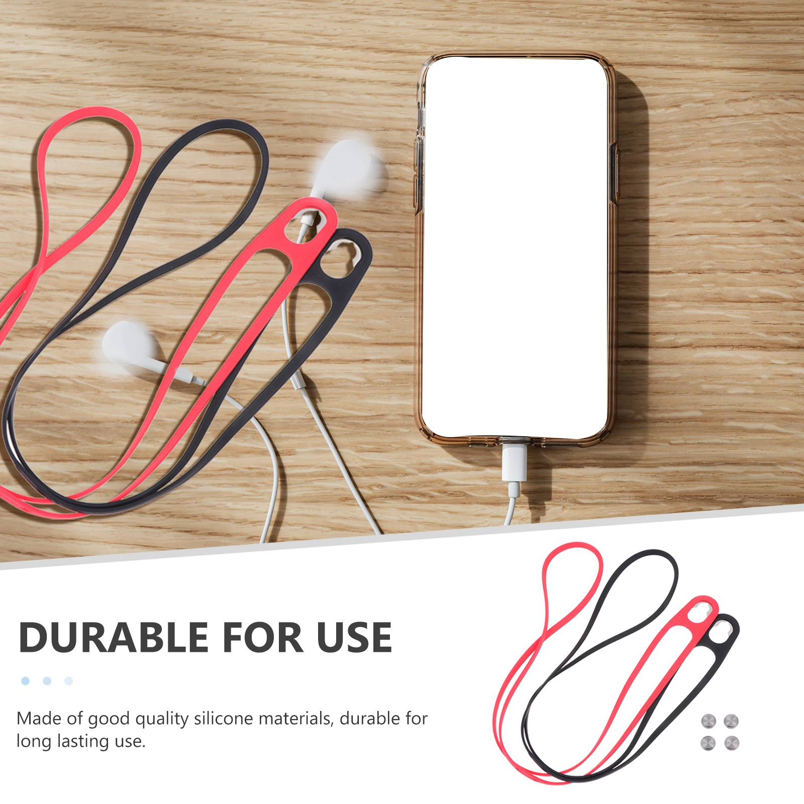 

2Pcs Phone Neck Rope Simple Lanyards Security Silicone Universal Mobile Gadgets Hanging Cellphone Accessories Long Lasting Easy