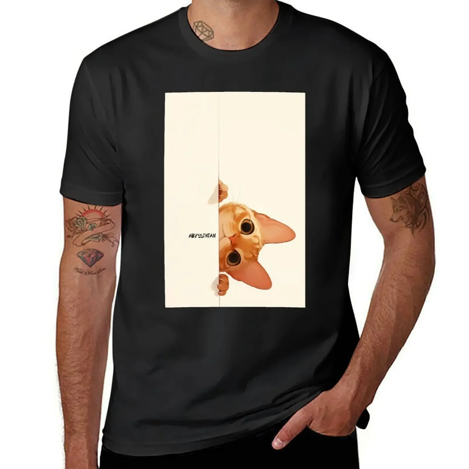 Peekaboo Abyssinian Cat T-Shirt cute clothes shirts graphic tee Blouse customs design your own mens graphic t-shirts anime