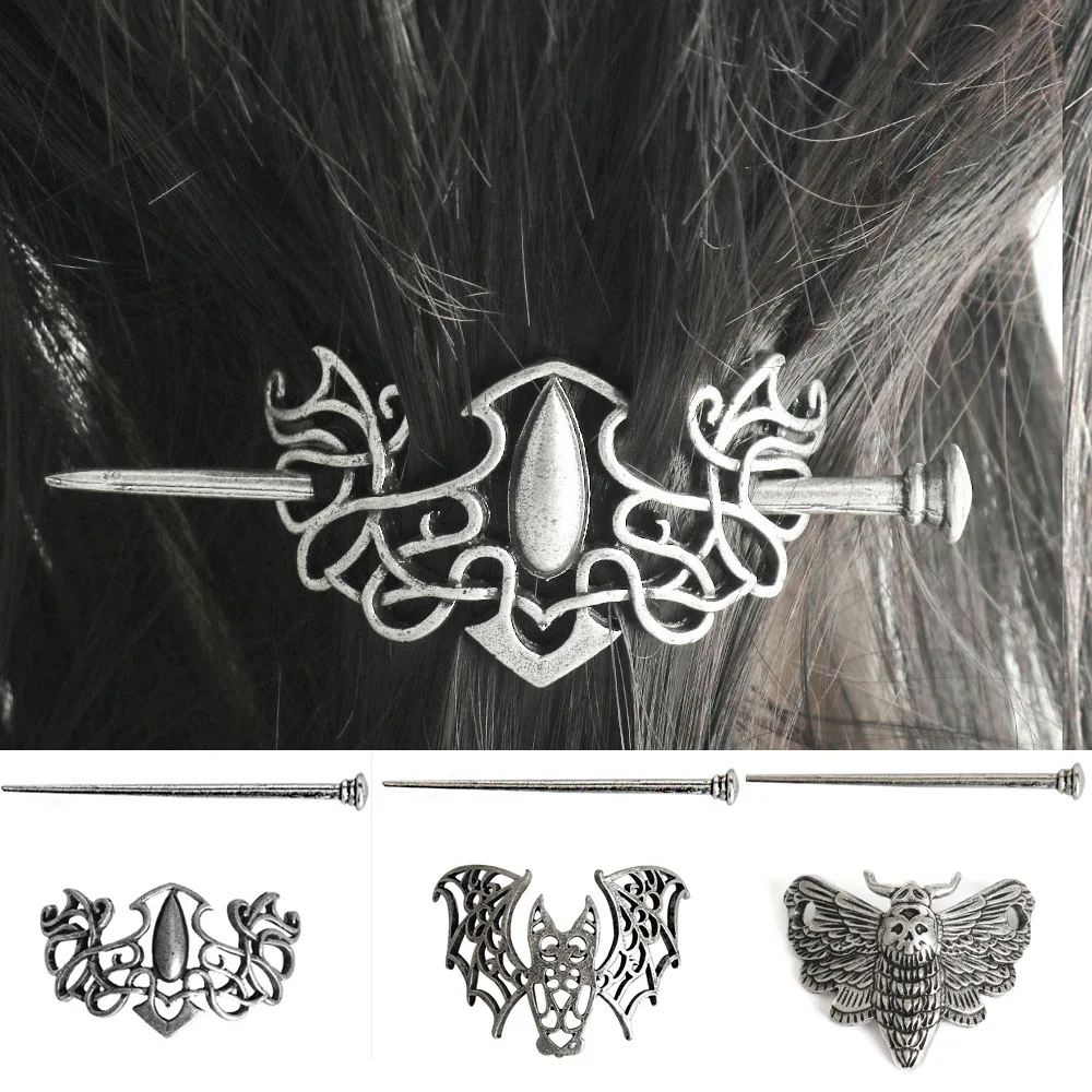 

Винтажные заколки для волос в виде летучей мыши с кельтским насекомым и бабочкой викингов, персонализированные аксессуары для волос, подходят для повседневных и праздничных костюмов