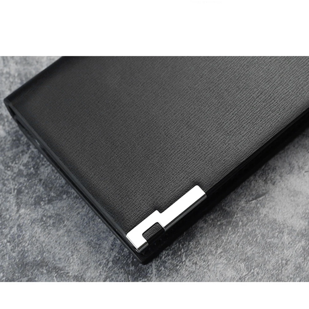 سعة كبيرة للرجال، محفظة طويلة بسحاب من البولي يوريثان الفاخر، متعددة السعة، فتحات للبطاقات، حقيبة تخزين للهاتف باللون الأسود