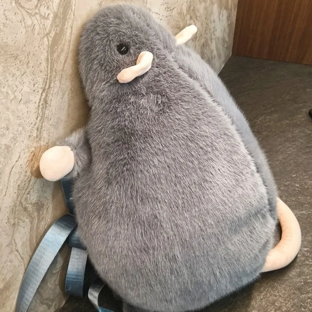 حقيبة ظهر على شكل فأر كرتوني مع فروع زهور، حقيبة ظهر ناعمة وواقعية على شكل فأر، حقيبة ظهر لطيفة على شكل فأر