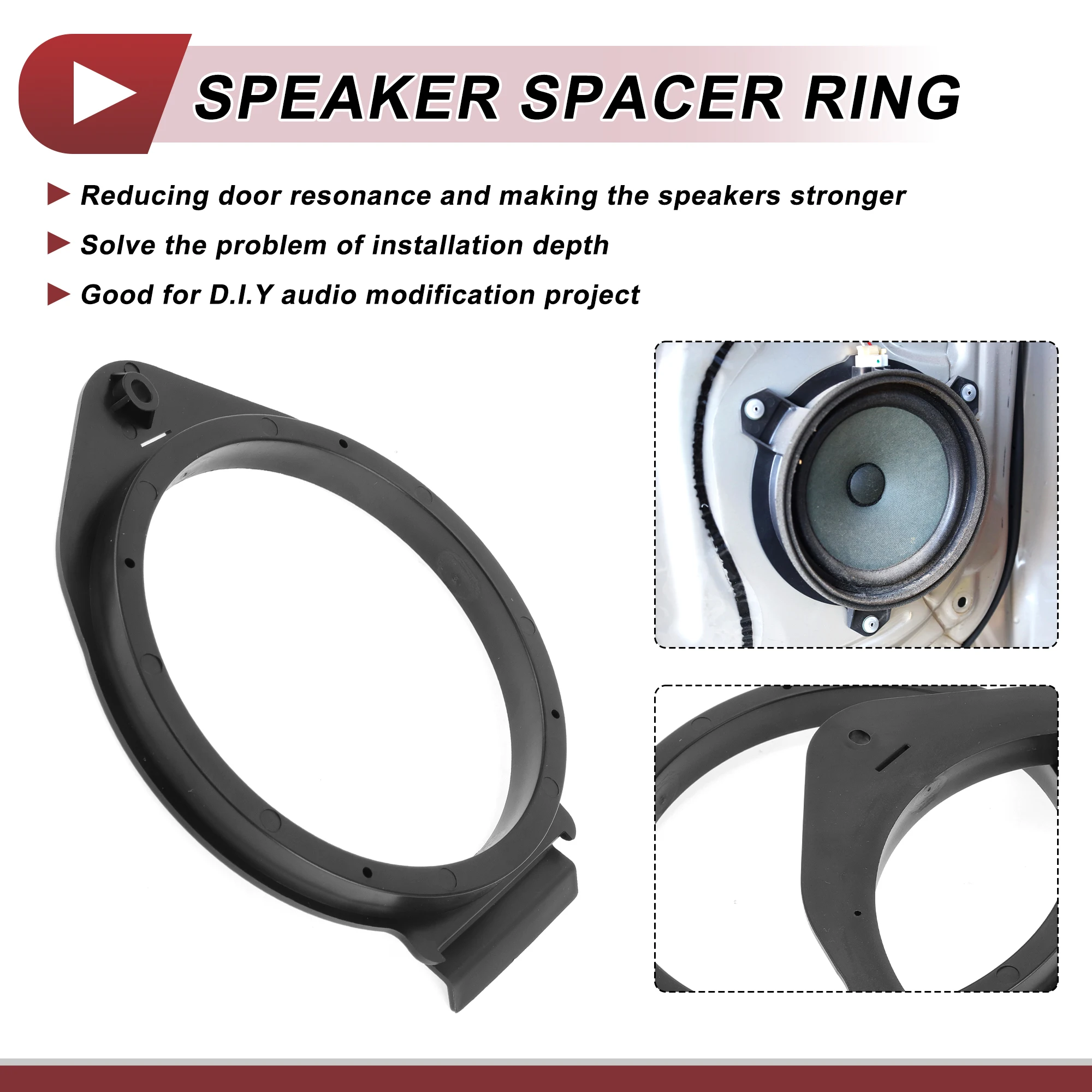 UXCELL Car Speaker Spacer Ring Adaptor for Chevrolet Avalanche 2007-2020 6.5