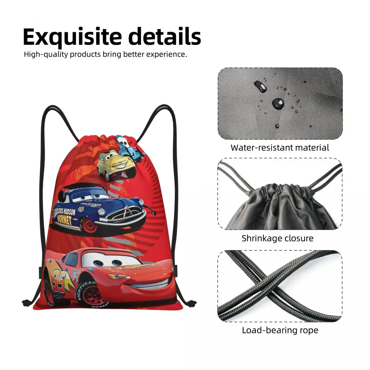 Custom Team Lightning McQueen Racer borsa con coulisse uomo donna leggera Cartoon Cars sport Gym Storage Backpack