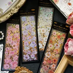 3Pcs Retro Three-Dimensional Gilded Sticker Fresh Flowers Collage Handbook Scrapbooking Material Label Diary Journal Planner