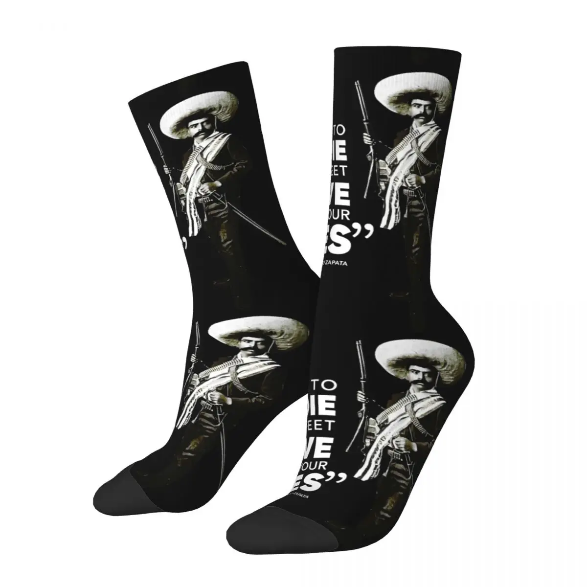 

Famous Mexican Revolutionary Emiliano Zapata Quote Basketball Socks Polyester Middle Tube Socks for Women Men Sweat Absorbing
