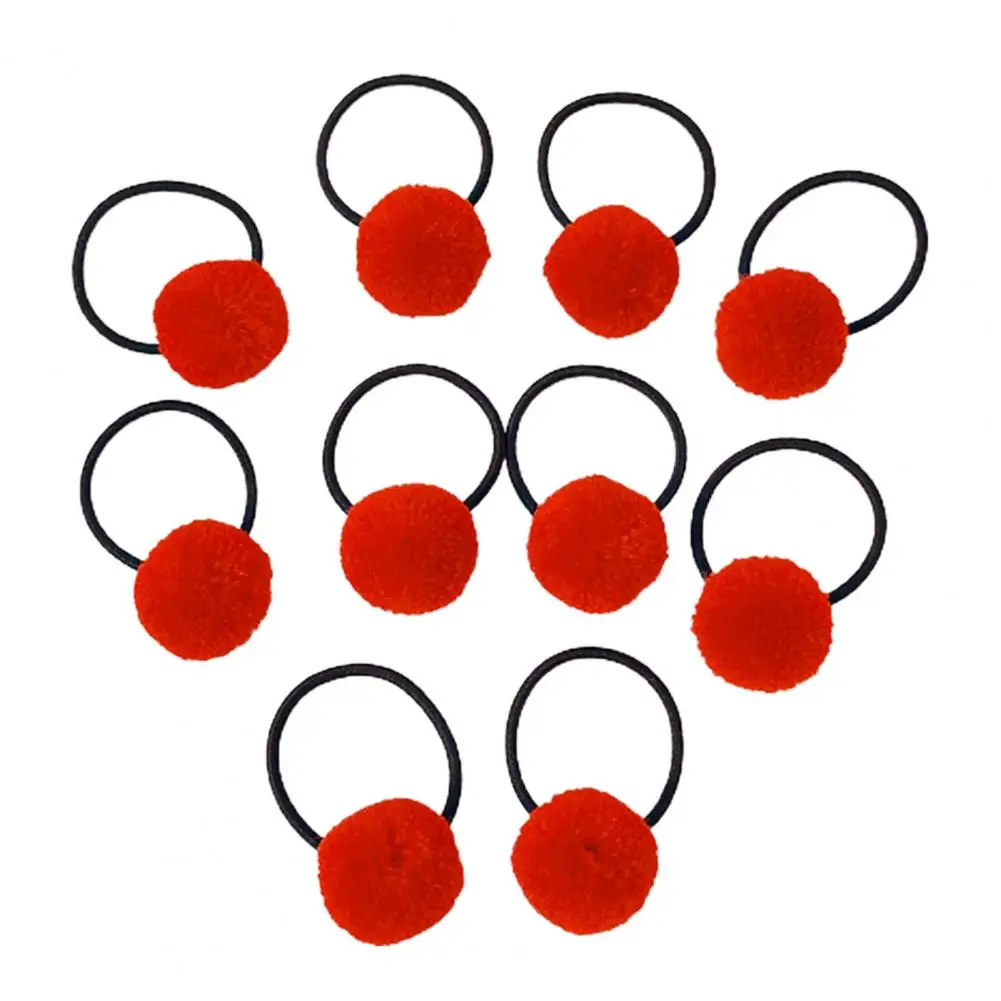 Handmade Hair Ties 10 Pcs Kids Plush Ball Hair Ties High Elasticity Ponytail Holders for Girls Reusable for Children's