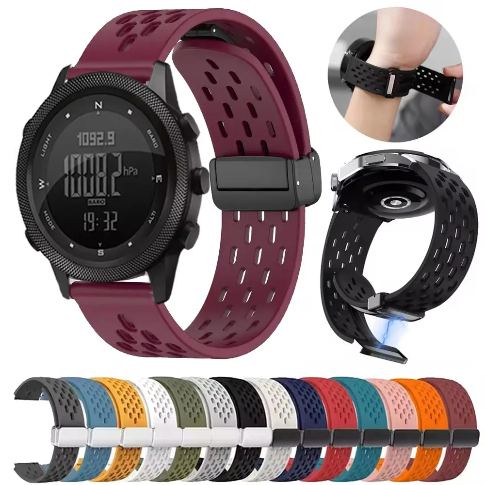 22 مللي متر حزام ل NORTH EDGE APACHE-46 الرياضة حزام الساعات المغناطيسي سيليكون الفرقة ل APACHE-46 الجوف خارج تنفس معصمه