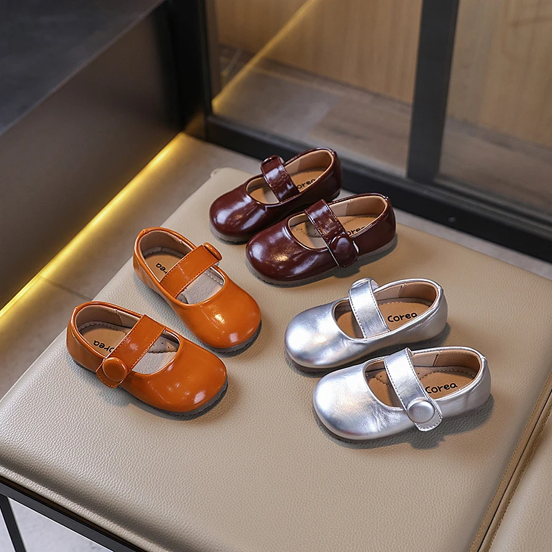 

Girls Spring Autumn Retro Flats Fashion Simple Style Princess Causal Kids Leather Shoes Classic Trend Children's Versatile Shoes