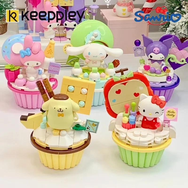 Keeppley-décennie s de construction Sanurgente pour filles, Kuromi Pochacco, Hello Kitty, modèle de tasse à gâteau, jouet de décoration de salle d'assemblage, cadeau de vacances