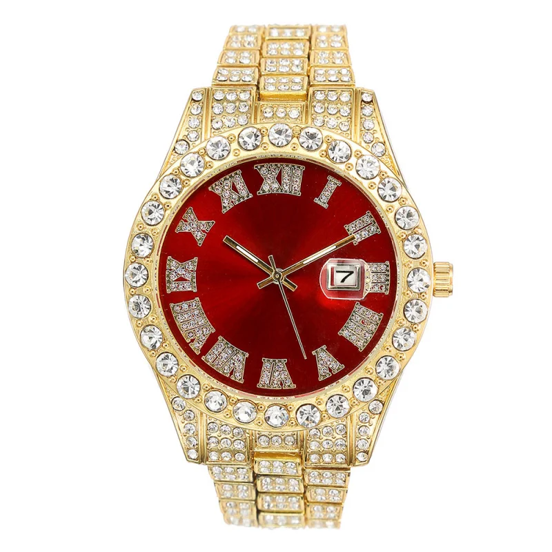 Cross-Border Men's Watch Fashion Alloy with Diamonds Starry Sky Calendar Quartz Watch Business Casual Quartz Men's Watch