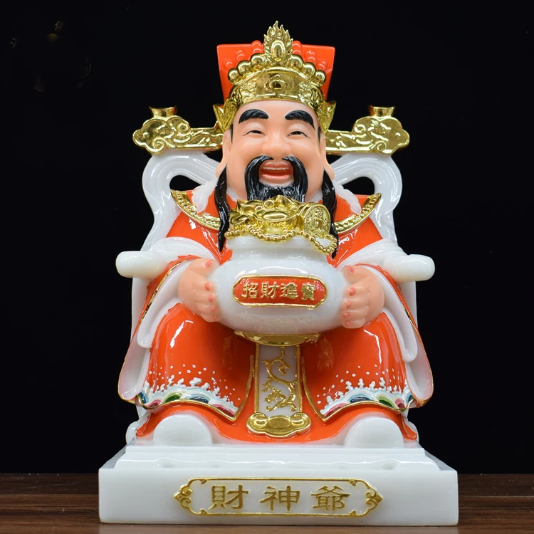 Southeast Asia Home store COMPANY High-grade Good luck talisman bring wealth money God of CAI SHEN YE jade gilding statue