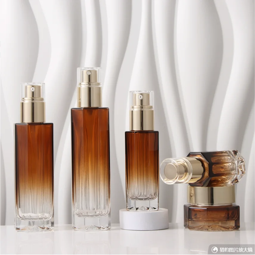 30m-120ml brown glass bottle gold pump serum/lotion/emulsion/foundation/essence toilet toner jar pot skin care cosmetic packing