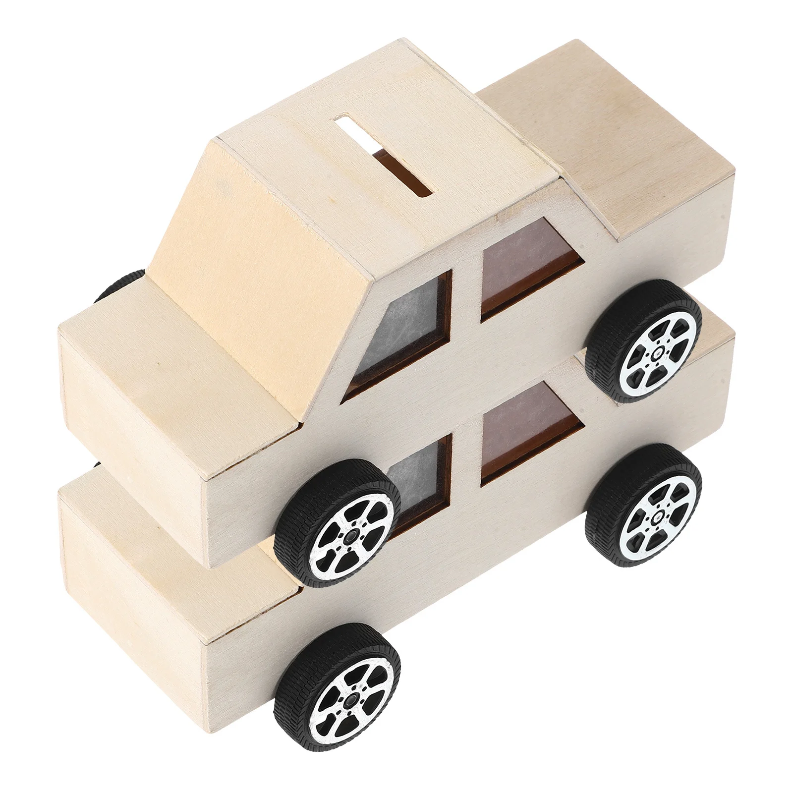 

2Pcs Wooden Car Shaped Money Box DIY Kit Unfinished Paintable Coin Bank Craft Project for Kids Adults Home Decor