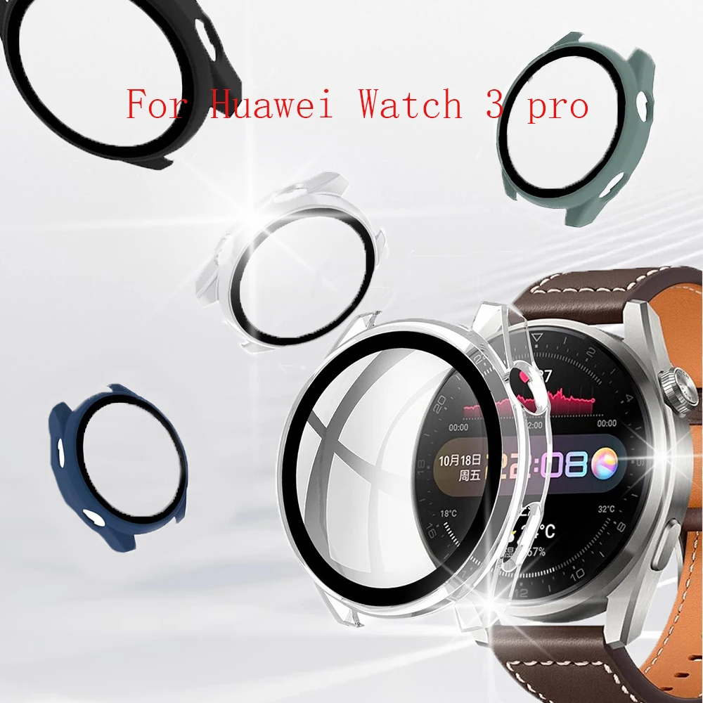PC Case+Glass for Huawei Watch 3 pro Smart Watch, Screen Protective Cover for Huawei Watch 3 pro.