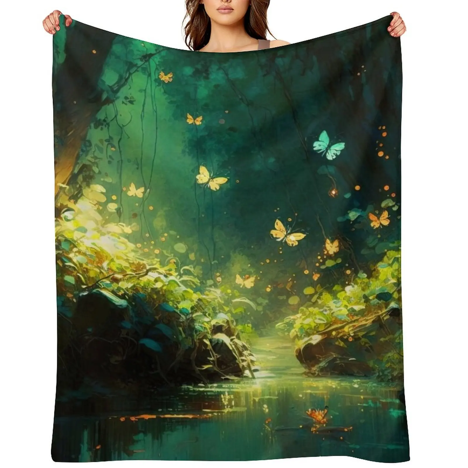 

Walking through the fairy forest Throw Blanket Designers Sofa Throw Luxury Throw Flannels Blankets