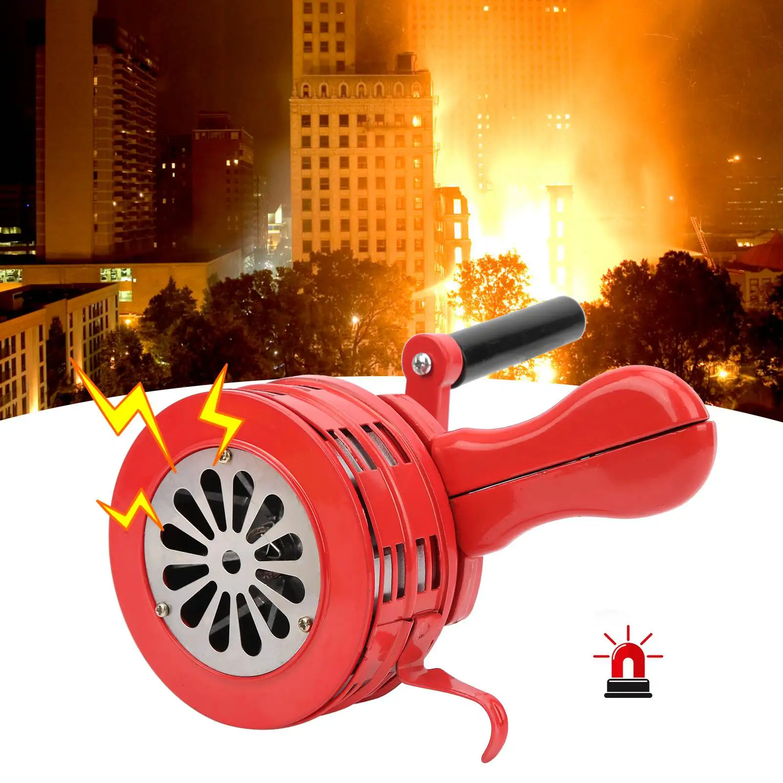 Hand Crank Siren Red Portable Manual Operated Alarm for Schools Troops Alarming 120DB Portable Siren Manual Alarm Handheld Alarm